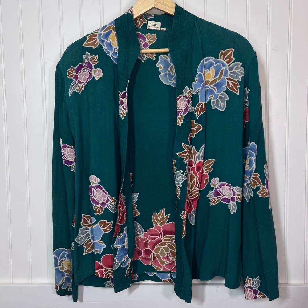 Lotus Vintage Green Floral Cardigan Asian Forest Fairy Boho Festival Long Sleeve